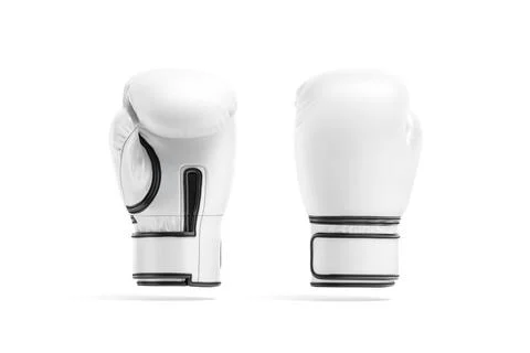 Blank white boxing gloves mockup, front and back, no gravity Stock Illustration