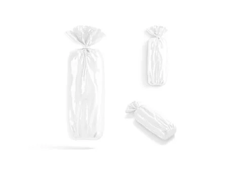 Blank white bread cellophane pack mockup, different views Stock Illustration