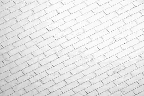 Blank white brick stone wall texture mockup, side view Stock Illustration