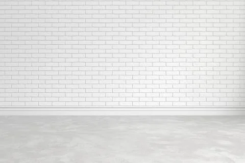 Blank white brick wall interior with ligt shadow from windows for design,3D Illustrazione stock