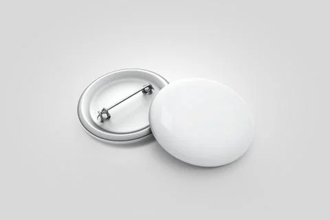Blank white button badge stack mockup, isolated on grey, 库存插图