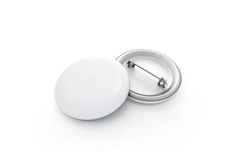 Blank white button badge stack mockup, isolated, clipping path, Foto stock
