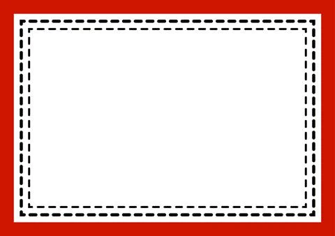 Blank White Card With Triple Dashed Black Border Frame On Red Background Fo.. Stock Illustration