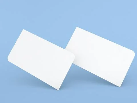 Blank white cards on a blue background used for various purposes like notes.. Illustrazione stock