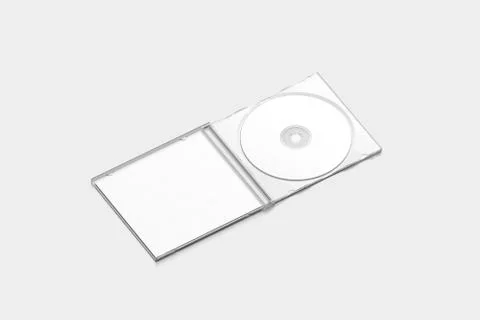 Blank white cd case mockup opened, side view, isolated, Stock-Illustration