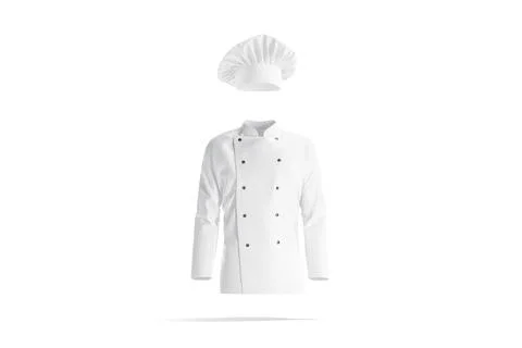 Blank white chef hat and jacket mockup, front view Illustrazione stock