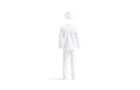Blank white chef uniform mock up, back view Stock Illustration