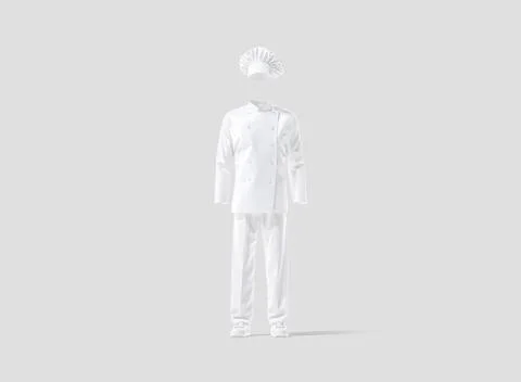 Blank white chef uniform mock up, gray background Illustrazione stock