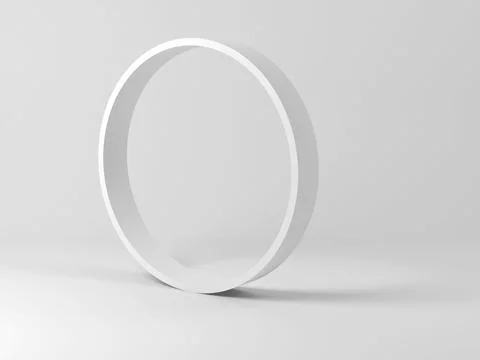 Blank white circle in an empty studio, 3d render Illustrazione stock