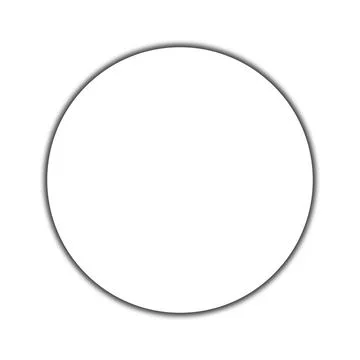 Blank white circle with soft black neon shadow isolated on white Stock Illustration