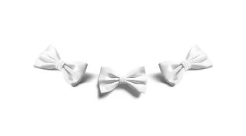 Blank white classic bow tie mock up lying, different sides Stock Illustration