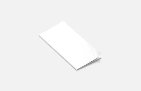 Blank white closed rectangular magazine mock up, side view, Illustrazione stock