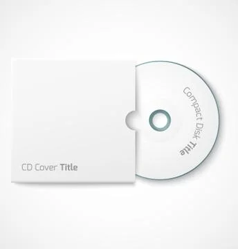 Blank white compact disk with cover mock up template. Stock Illustration