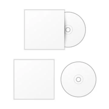 Blank white compact disk with cover mock up template Stock Illustration
