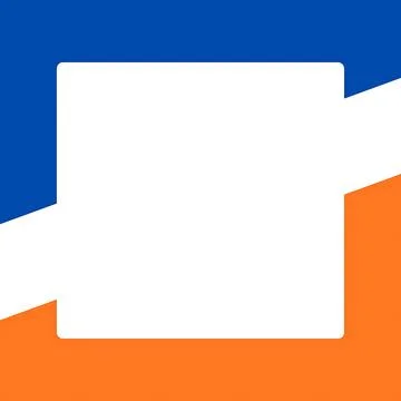 Blank white computer screen mockup on vibrant blue and orange gradient back.. 스톡 일러스트