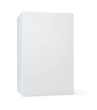 Blank white cube on white background. 3d illustration Illustrazione stock