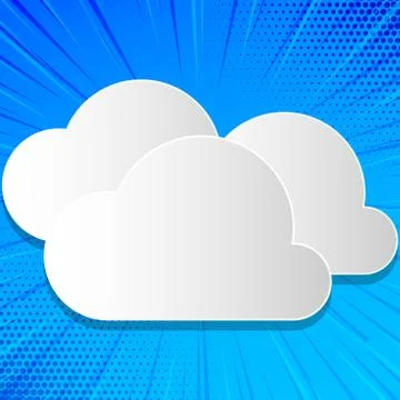 Blank White Cut Out Clouds Floating on Top of Each Other. Creative Background 스톡 일러스트
