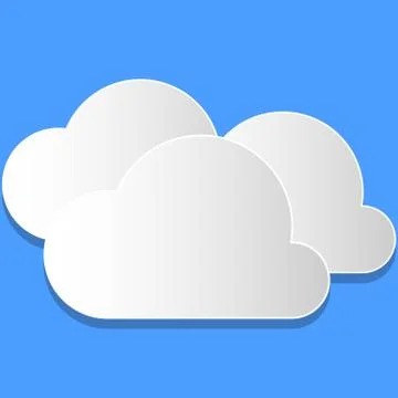 Blank White Cut Out Clouds Floating on Top of Each Other. Creative Background 스톡 일러스트