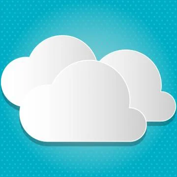 Blank White Cut Out Clouds Floating on Top of Each Other. Creative Background 스톡 일러스트