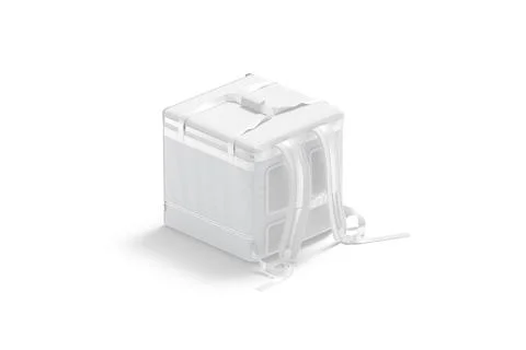 Blank white delivery bag with strap mockup, back view Illustrazione stock