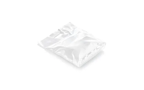 Blank white die-cut small plastic bag with handle hole mockup Illustrazione stock