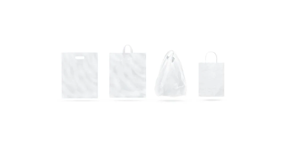 Blank white different types of bag mock up set Stock Illustration