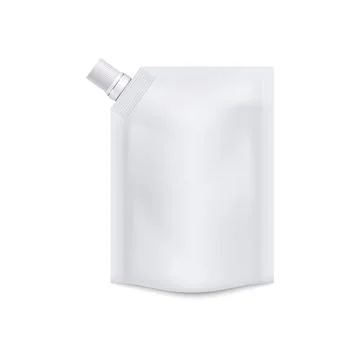 Blank white doypack with screw cap realistic vector illustration isolated. Stock Illustration