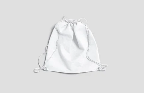Blank white drawstring backpack mockup lying, top view Illustrazione stock