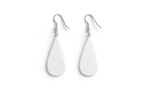 Blank white drop earring pair mockup lying, top view Illustrazione stock