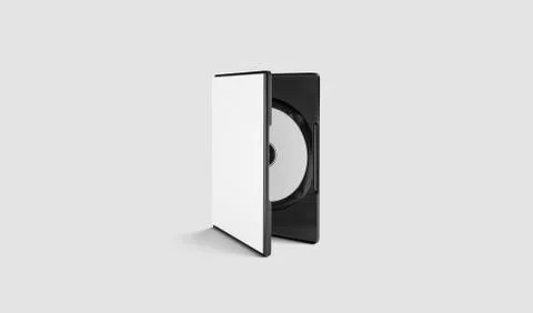 Blank white dvd disk in plastic case mockup, gray background Stock-Illustration