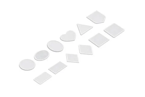 Blank white embroidered patch mockup, different types, isolated Stock Illustration