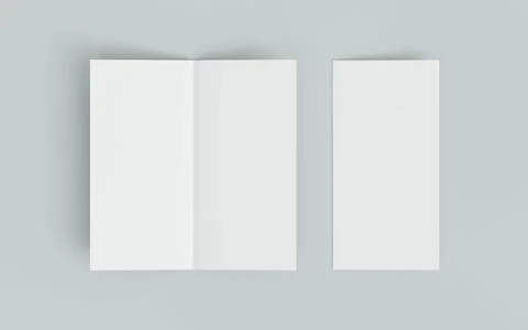 Blank white empty flyer mock up brochure template 3d render illustration Stock Illustration