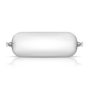 Blank white empty plastic packaging for sausage and food. Vector illustration Stock Illustration