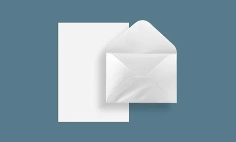 Blank white envelope isolated background arranged for mockup Stock Photos