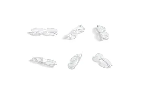 Blank white eye glasses lying mockup, different angles views Stock Illustration