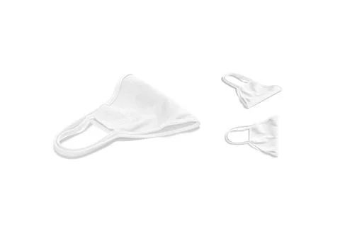 Blank white fabric folded face mask mockup lying, different views Illustrazione stock
