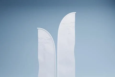 Blank white feather flags, studio, advertising mockup Stock Illustration