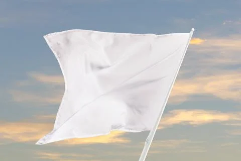 Blank white flag fluttering under sunlight, great for communication themes Stock Photos