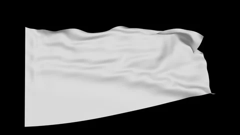 Blank white flag over black background 3d animation Stock Footage 98883584