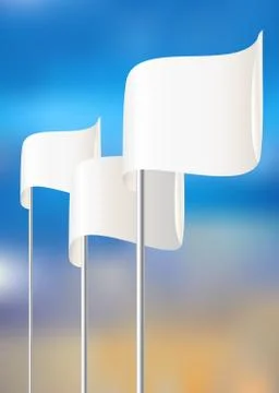 Blank white flag. Vector illustration Stock Illustration