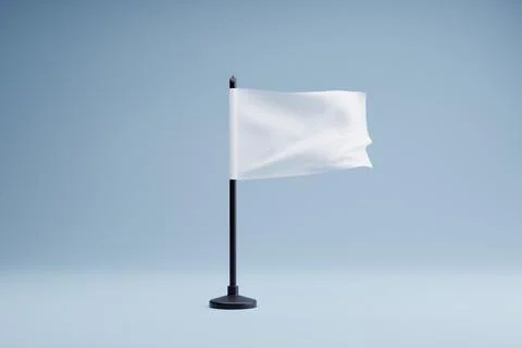 Blank white flag waving, studio shot, minimalist background, mockup Stock Illustration