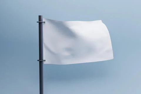Blank white flag waving, studio backdrop, mockup Stock Illustration