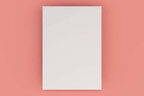 Blank white flyer mockup on red background Stock Illustration