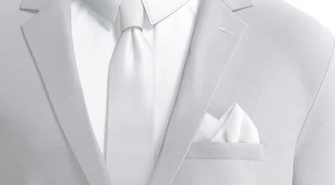Blank white folded pocket square classic suit mockup, front view Illustrazione stock