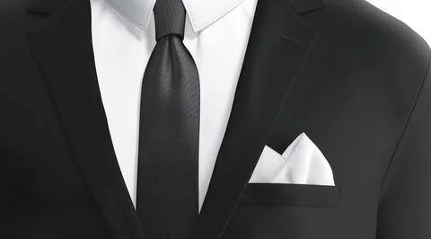 Blank white folded pocket square classic suit mockup, front view 스톡 일러스트