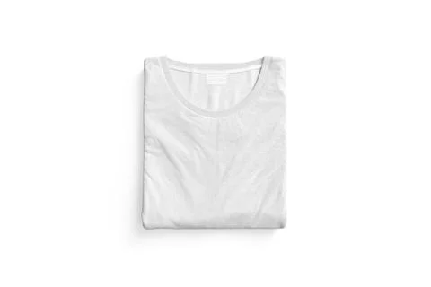 Blank white folded square t-shirt mock up, top view Stock Illustration