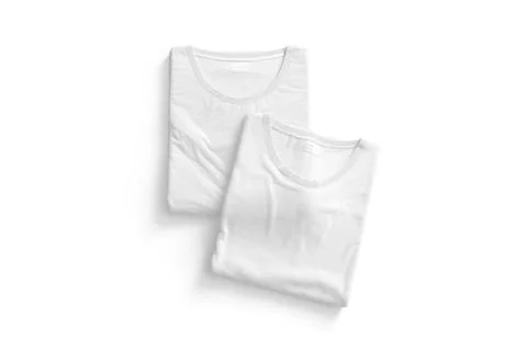 Blank white folded square t-shirt mock up pair, top view 스톡 일러스트