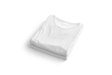 Blank white folded square t-shirt mock up stack, isolated 스톡 일러스트
