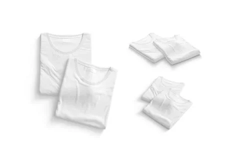 Blank white folded square t-shirt mockup pair, different views イラスト素材