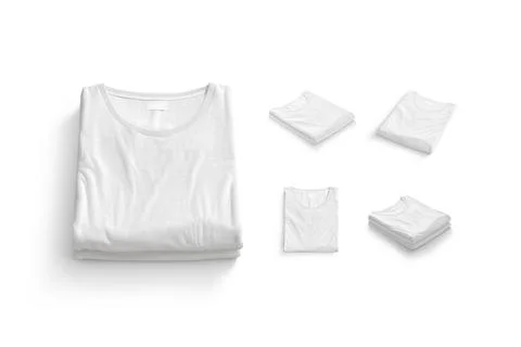 Blank white folded square t-shirt mock up, different views 스톡 일러스트